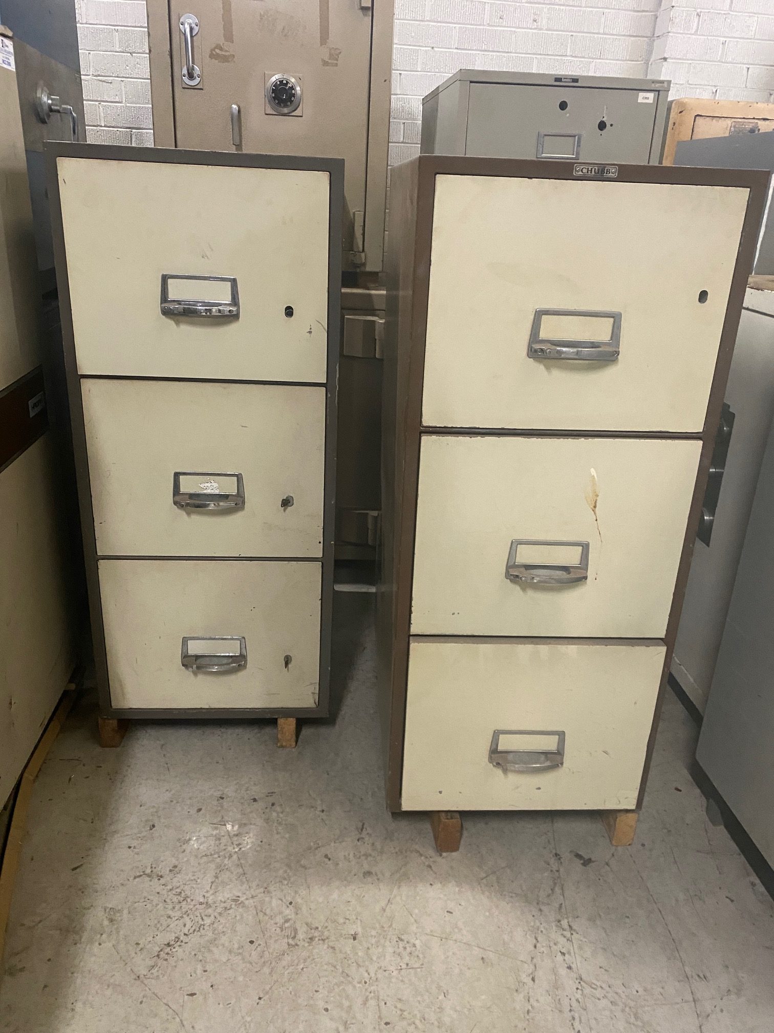 Used Chubb 3 draw Fire Resistant Filing Cabinets - Used Safes
